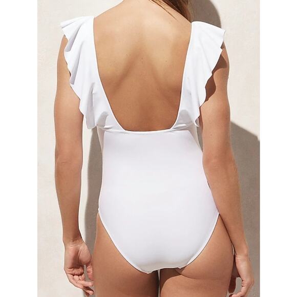 J. Crew Ruched Ruffle One-Piece Swimsuit Size 24 NWT - Picture 4 of 7